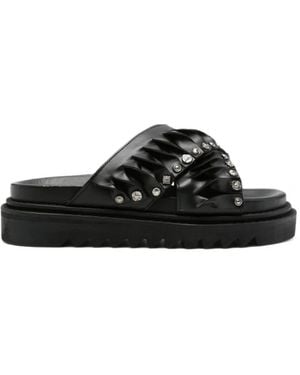 Toga Virilis Studded Ruffled Sandals - Black