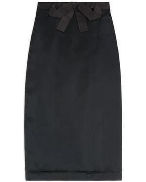 Valentino Garavani Bow-Detail Satin Midi Skirt - Black
