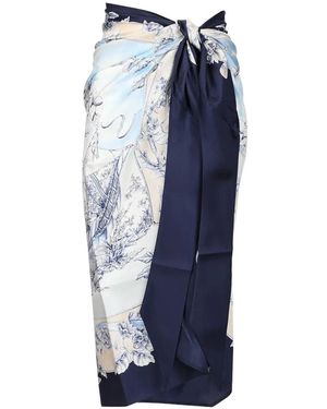 Ferragamo Voyage-Print Silk Pareo - Blue