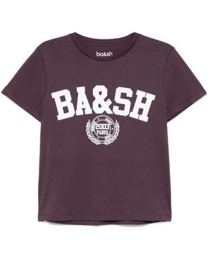 Ba&sh Organic Cotton Crew-Neck Logo T-Shirt - Purple