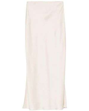 Brunello Cucinelli Satin-Finish Side-Slit Skirt - White