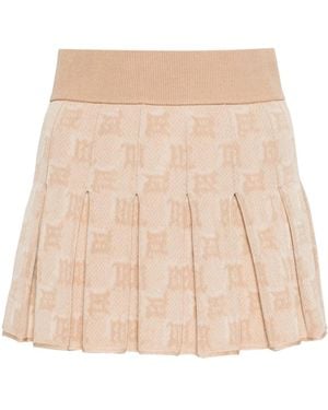 MISBHV Monogram-Jacquard Pleated Mini Skirt - Natural