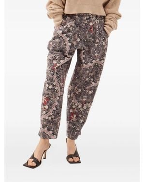 Maria Cher Floral-Print Tapered Pants - Gray
