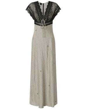 Pinko Lace-Trimmed Polka-Dot Maxi Dress - White