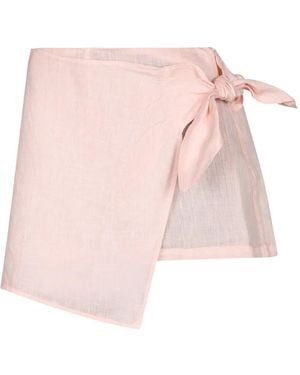 120% Lino Wrap-Style Tie-Fastening Shorts - Pink