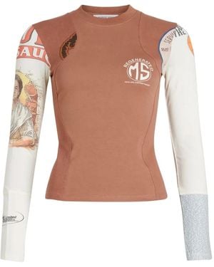 Marine Serre Graphic-Print Long-Sleeve Top - Brown