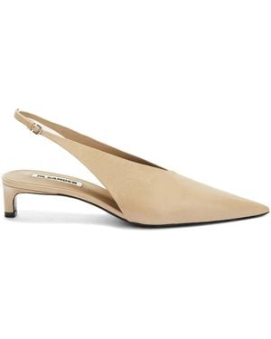 Jil Sander Leather Slingback Pumps - Natural