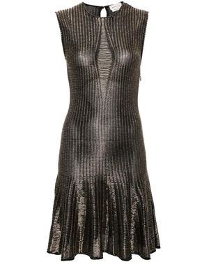 McQueen Ausgestelltes Kleid Mit Metallic-Garn - Braun