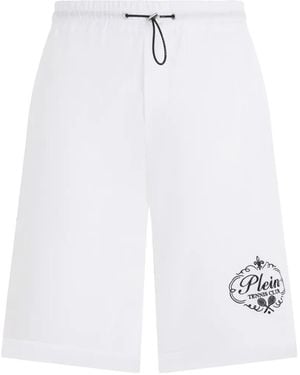Philipp Plein Drawstring Embroidery Shorts - White