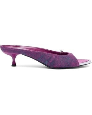 DIESEL D-Diam's-Sa Denim Heeled Mules - Purple