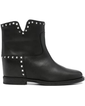 Via Roma 15 25Mm Stud-Embellished Leather Boots - Black