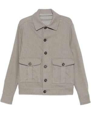 Eleventy Button-Fastening Flap-Pocket Jacket - Grey
