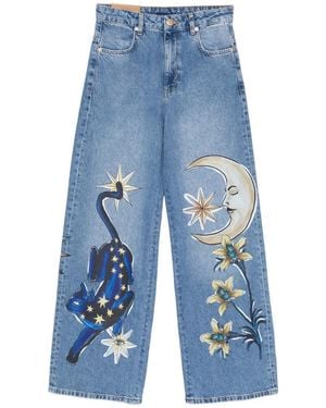 FARM Rio Pantalones Con Motivo De Estrellas Y Lunas - Azul