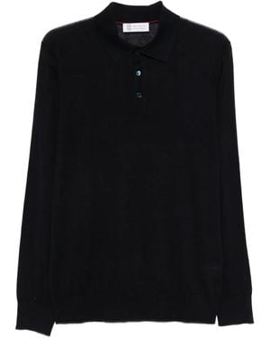 Brunello Cucinelli Long-Sleeve Polo Shirt - Nero