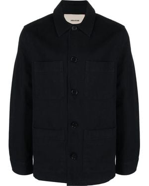 Zadig & Voltaire Slogan-Print Shirt Jacket - Black