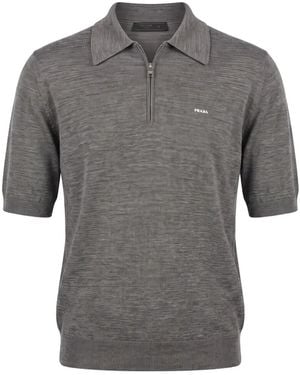 Prada Poloshirt Aus Feinwolle - Grau