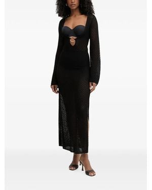 Bardot Bryn Crochet-Knit Ring-Detail Maxi Dress - Black