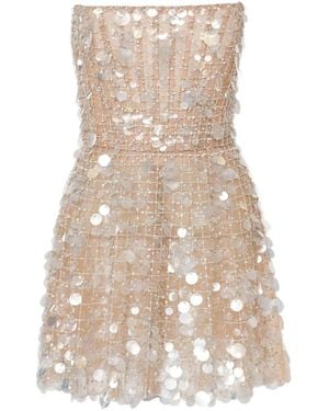 Carolina Herrera スパンコール ミニドレス - ナチュラル