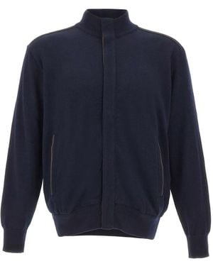 Paul & Shark Logo-Embroidered Wool Cardigan - Blue