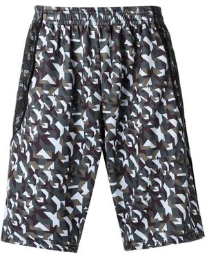 Amir Slama Geometric Mesh-Paneled Cotton Track Shorts - Grey