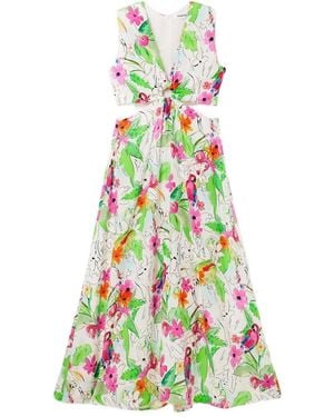 Desigual Cut-Out Floral-Print Maxi Dress - White