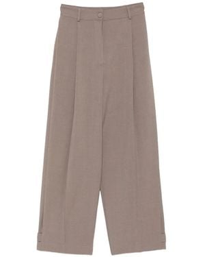 SOLOTRE Pleated Button-Cuff Trousers - Grey
