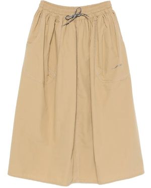 and wander Cordura Drawstring-Fastening Midi Skirt - Natural