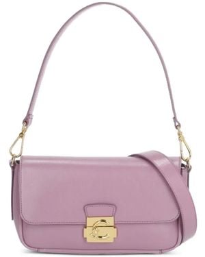 Coccinelle Medium C-Me Lock Leather Shoulder Bag - Purple
