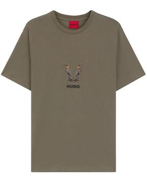 HUGO Dugolini Dog-Embroidered T-Shirt - Green