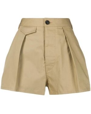 DSquared² Front Pleat High-Waisted Shorts - Natural