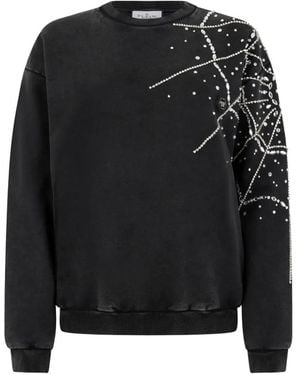 Philipp Plein Spiderweb Strass Round Neck Sweatshirt - Black