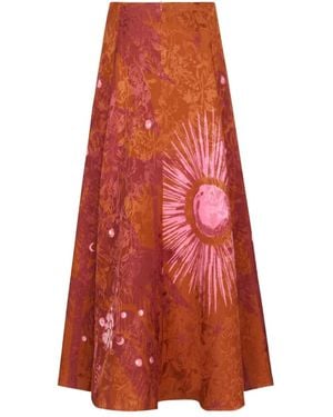 Johanna Ortiz Encanto De Isla Printed Jacquard Skirt - Red