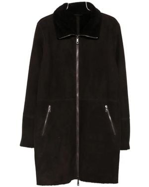 Giorgio Brato Shearling-Lined Suede Coat - Black