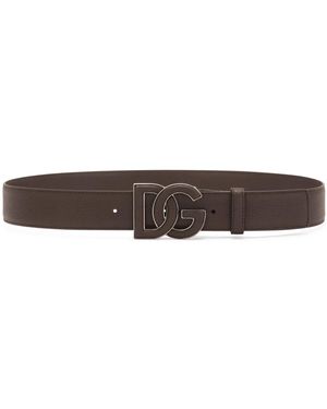 Dolce & Gabbana ロゴバックル レザーベルト - ブラウン