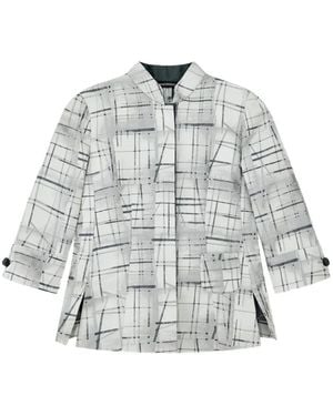 Emporio Armani Check-Print Mandarin-Collar Shirt - White
