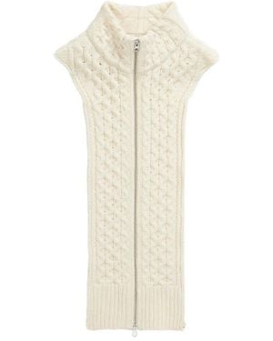 Veronica Beard Cable-Knit Zip-Front Top - White