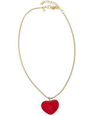 Kenneth Jay Lane Puff Heart-Charm Necklace - White