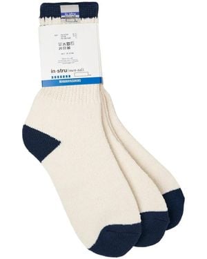 Maison Mihara Yasuhiro Contrast-Cuff Socks (Set Of Three) - White