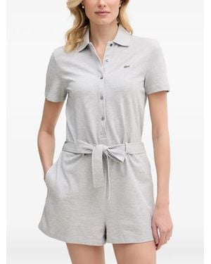 Lacoste Combishort Ceinturée À Col Polo - Gray