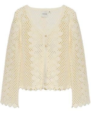 Posse Saskia Crochet-Knit Cardigan - White