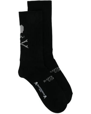 MASTERMIND WORLD Skull-Intarsia Logo Socks - Black