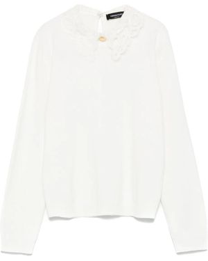 Fabiana Filippi Lace-trimmed Sweater - ホワイト