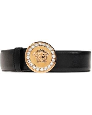 Versace Crystal-embellished Medusa-buckle Belt - White