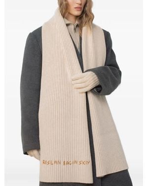 Ruslan Baginskiy Logo-Emboridered Ribbed Scarf - Natural