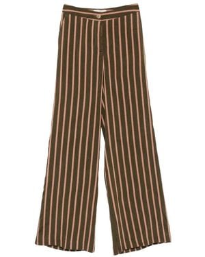 Momoní Candeo Vertical-Stripe Wide-Leg Linen Trousers - Natural