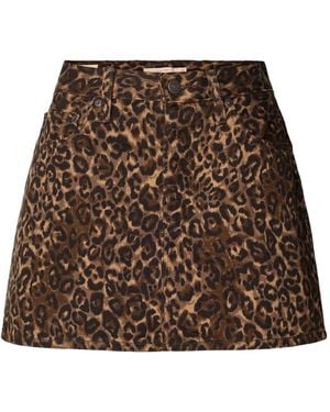 Levi's Leopard-Print Denim Skirt - Brown