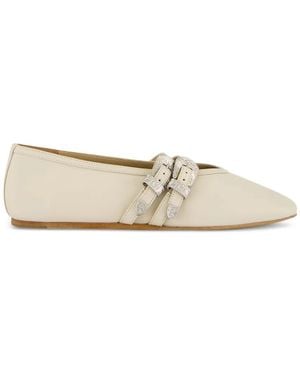 Le Monde Beryl Claudia Buckled Leather Ballet Flats - White