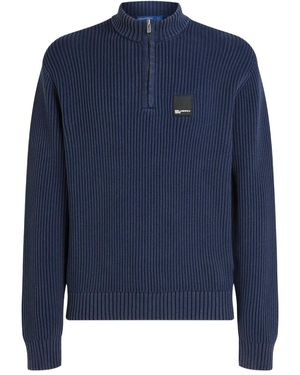 Karl Lagerfeld Maglione Con Zip - Blu