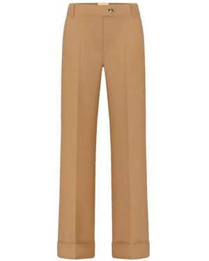 Marella Pressed-Crease Turn-Up Pants - Natural