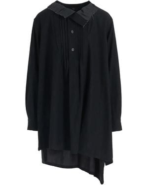 Y's Yohji Yamamoto Button-Placket Asymmetric Blouse - Black